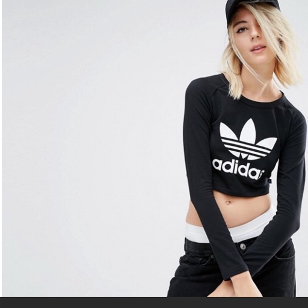 Adidas trefoil crop top black